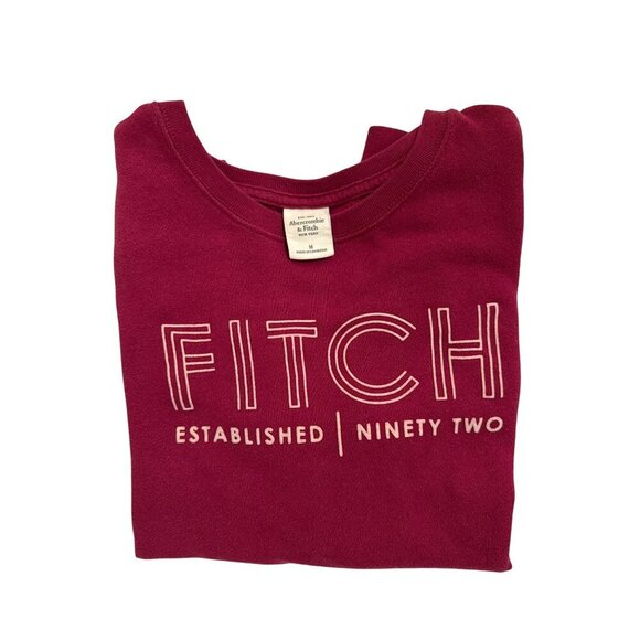 Abercrombie & Fitch Maroon Red Graphic Sweatshirt Ninety Two Womens Size M FLAWS - Picture 15 of 15
